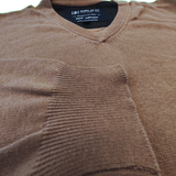 Jersey de algodón con cuello de pico en manga larga y manga corta